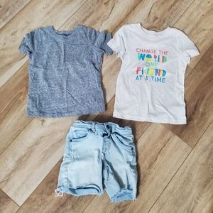 2 shirts, 1 pair jean shorts
